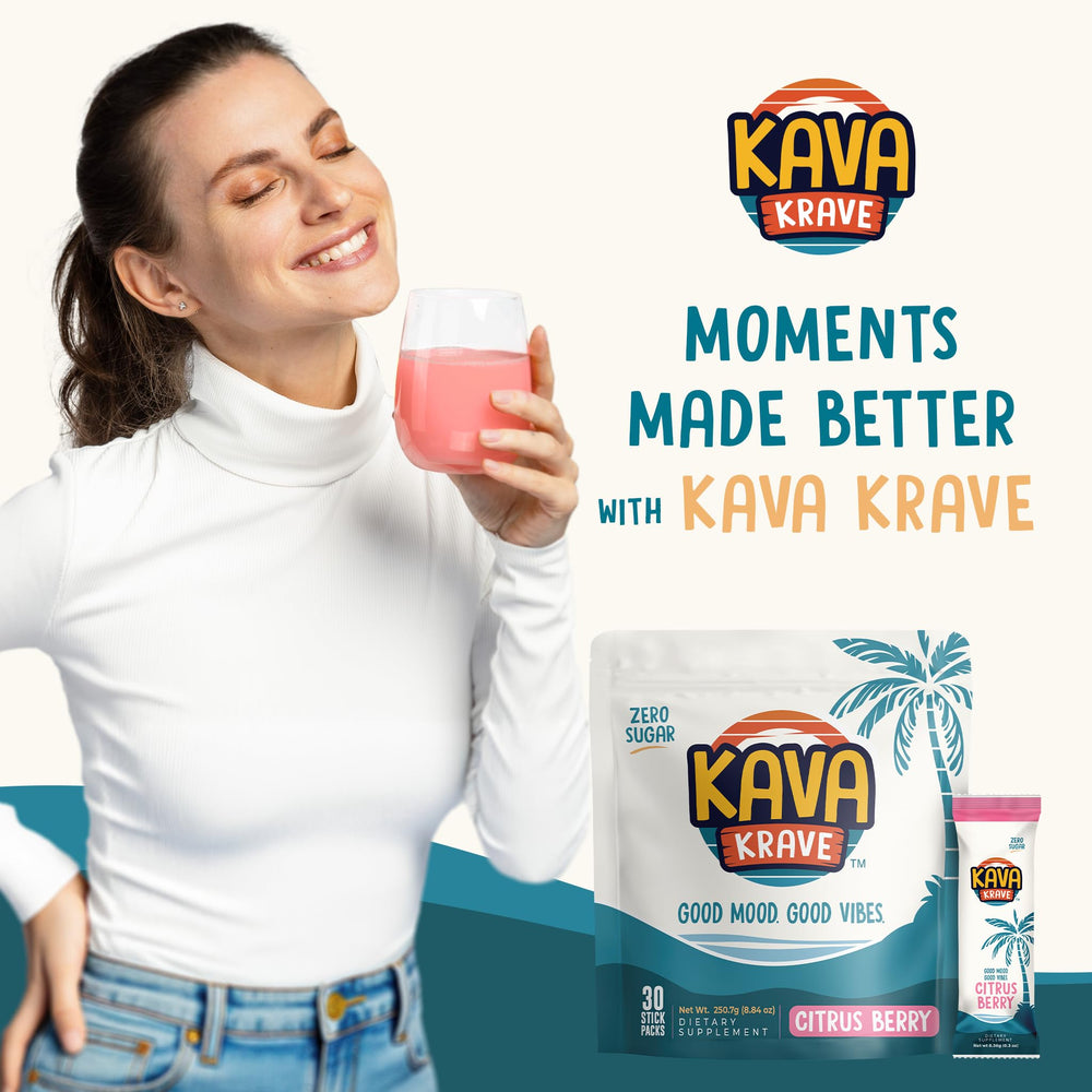 Carry-on travel-friendly sachet for stress-free routine with Kava Krave.