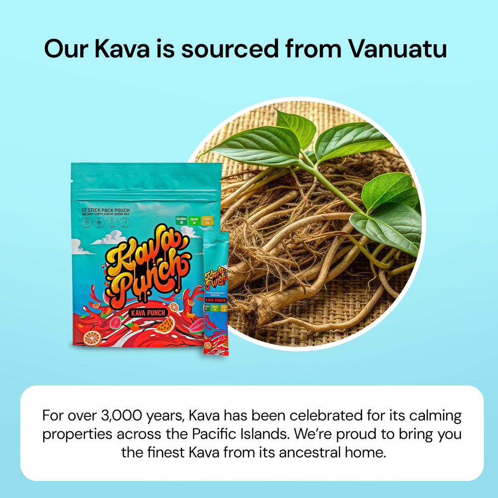 KAVA PUNCH nutrition label highlights low calories