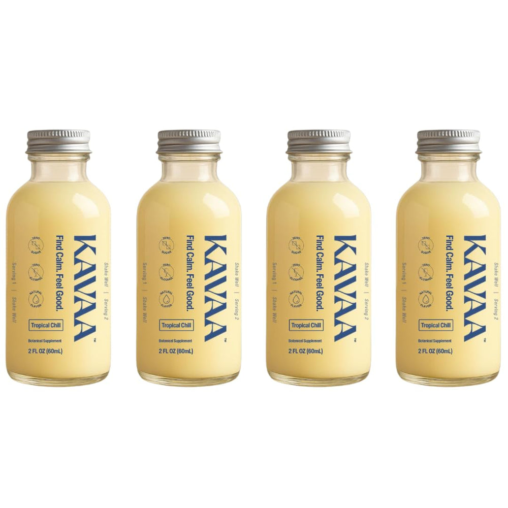 Kavaa Tropical Chill bottle shot for easy, alcohol-free relaxation on the go.