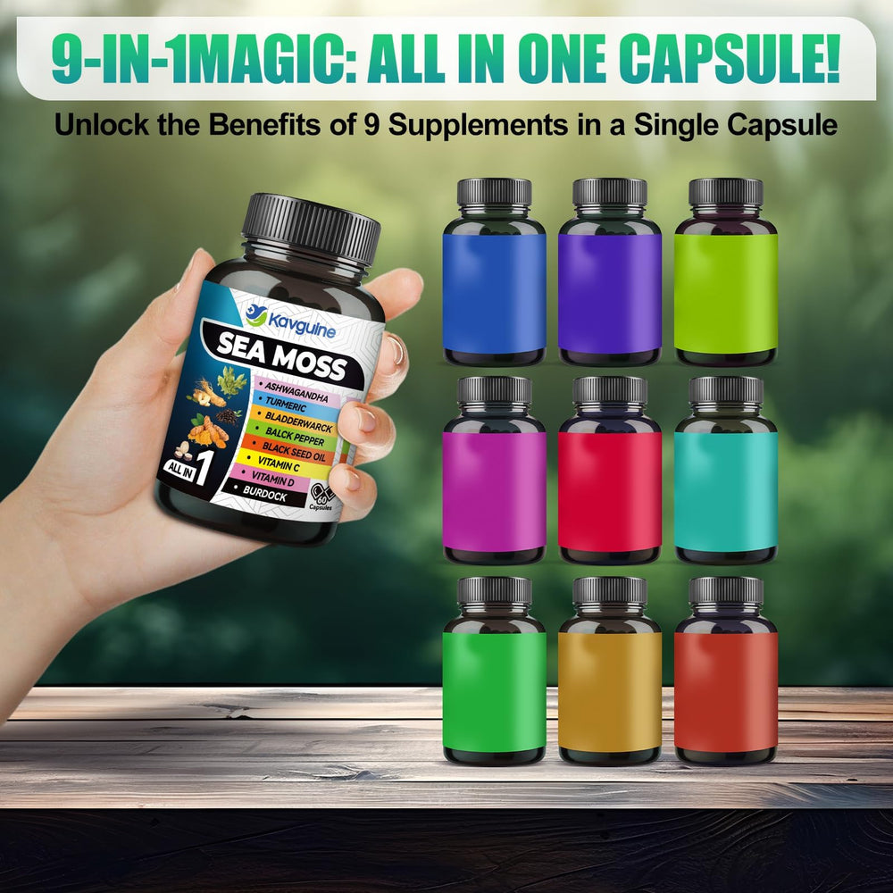 Kavguine serving shows two capsules for a simple daily routine.
