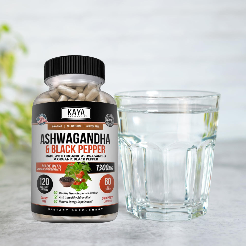 Kaya Naturals Ashwagandha with black pepper extract on the label