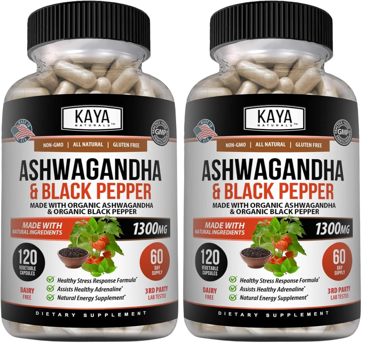 Kaya Naturals Ashwagandha bottle front view for daily stress support