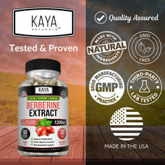 Pack of 2 Kaya Naturals Berberine HCL bottles on display