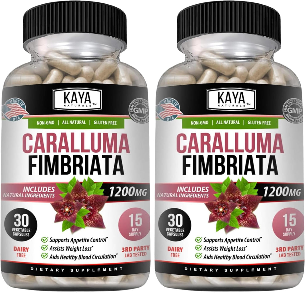 Kaya Naturals Caralluma Fimbriata bottle front promoting endurance support.