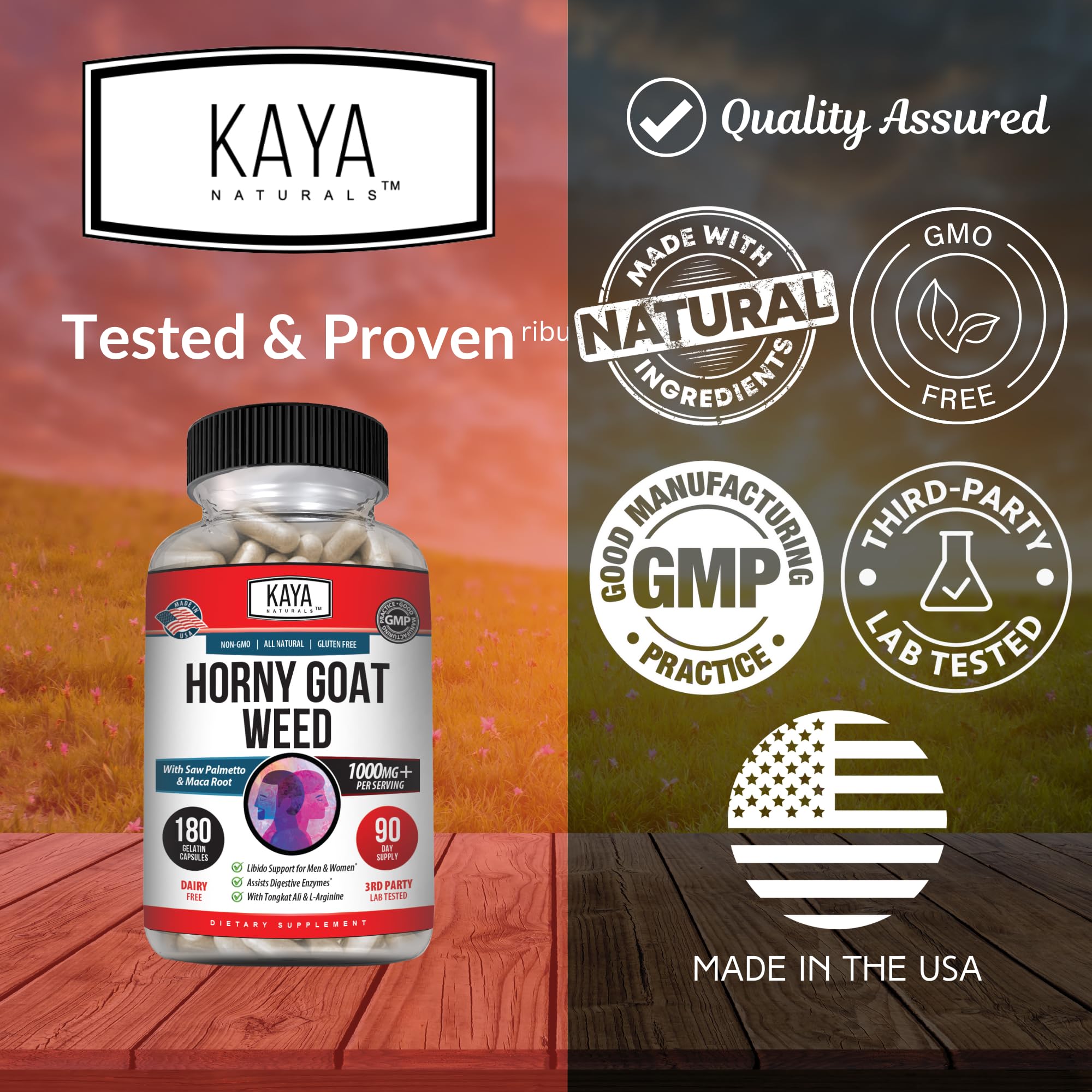 Kaya Naturals ginseng capsules on a bottle showcasing energy and focus potential.