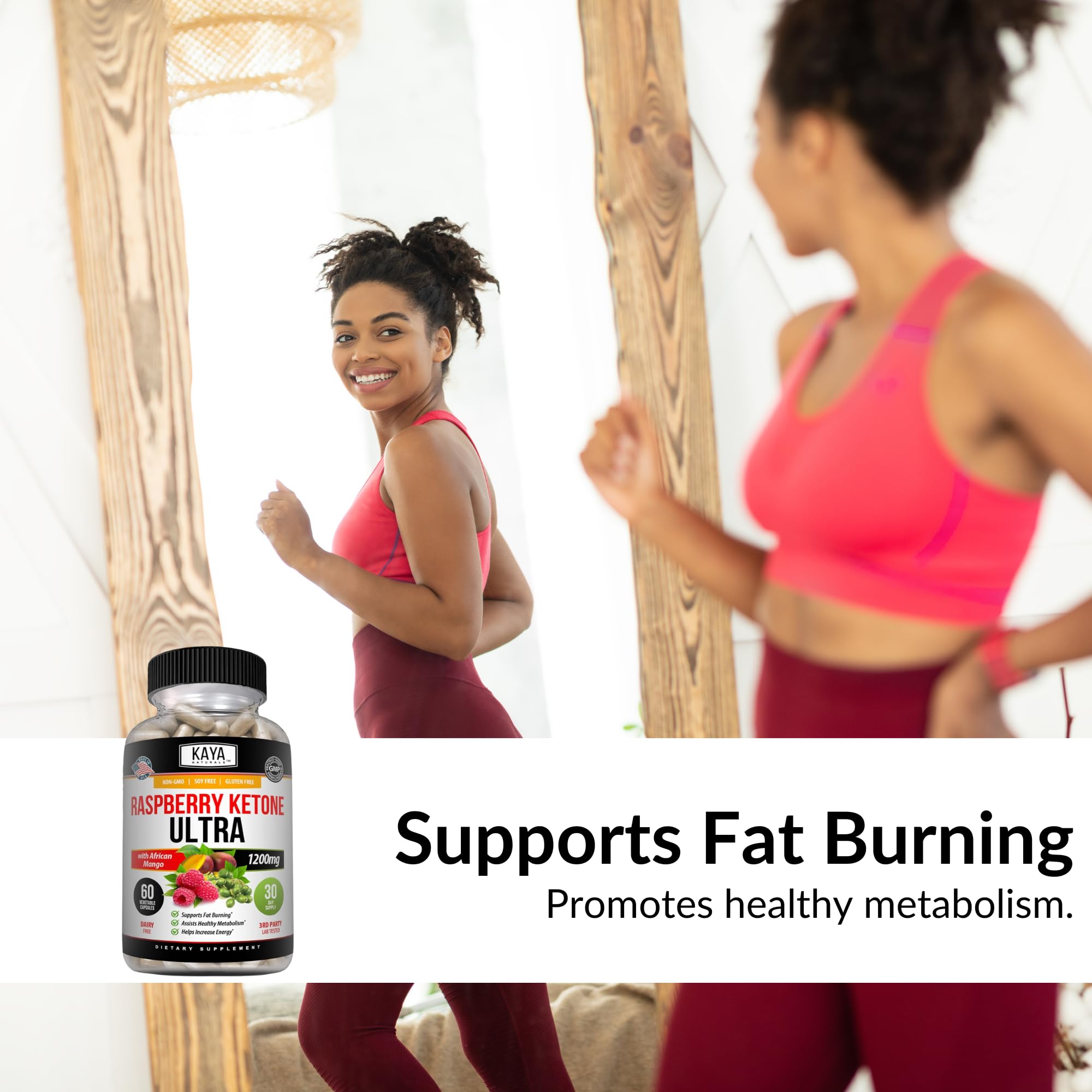 Kaya Naturals Raspberry Ketone capsules ready for convenient daily use.