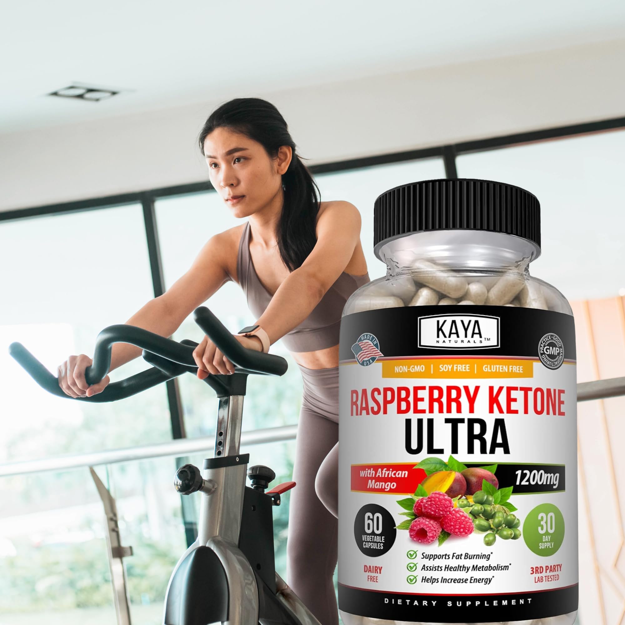 Kaya Naturals Raspberry Ketone ingredients list communicates natural components.