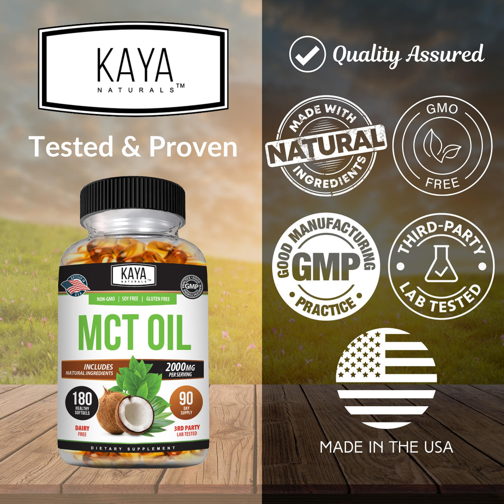 Kaya Naturals MCTOil 2000mg pour-ready packaging for easy mixing into beverages