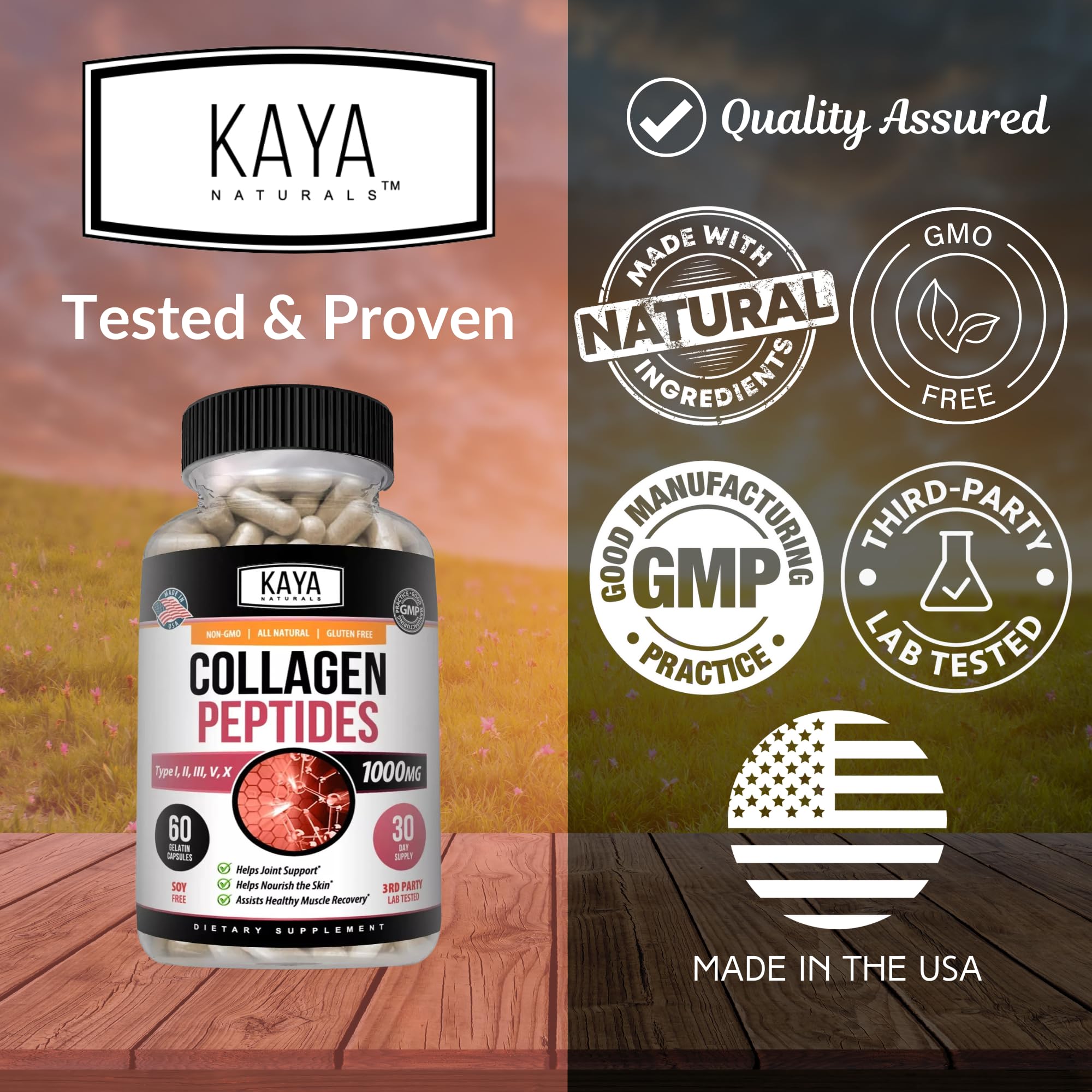 Kaya Naturals pack label close-up with per-pack contents.