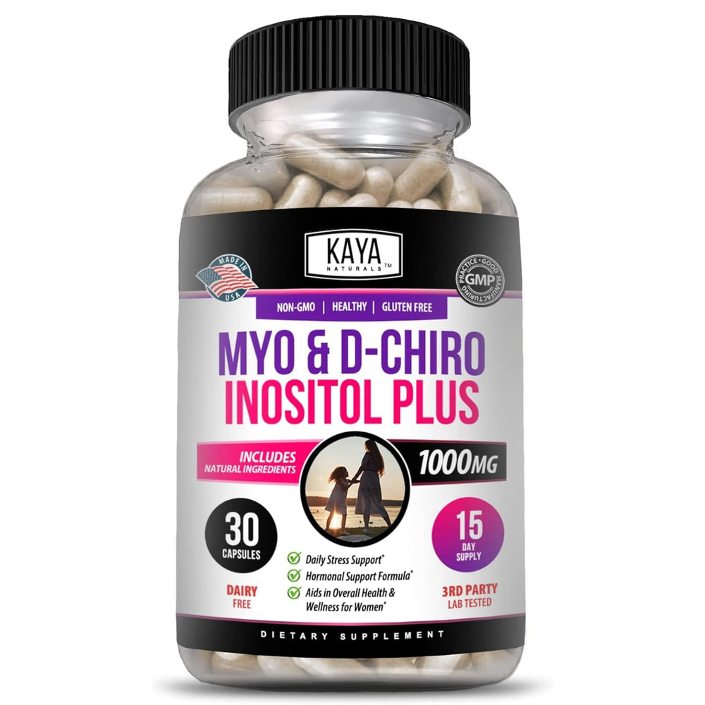 Kaya Naturals Myo & D-Chiro Inositol bottle supports daily wellness routine.