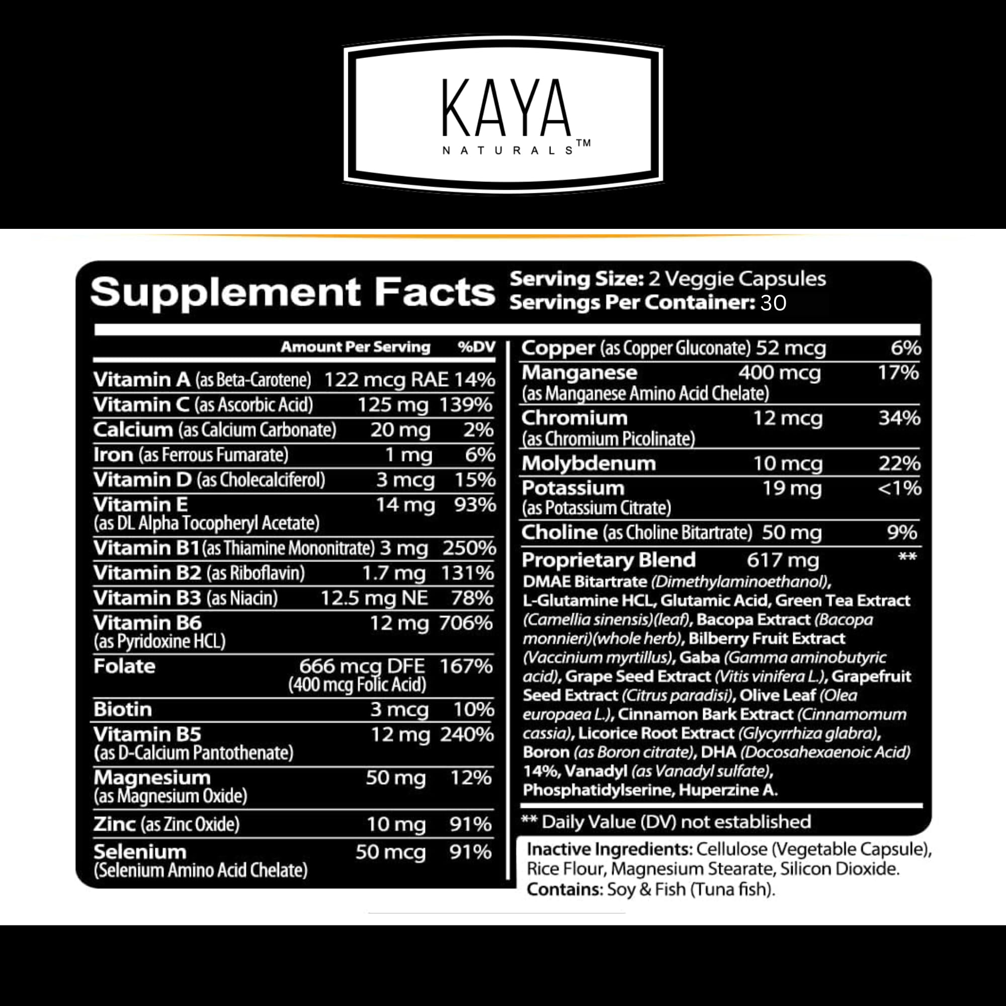 Kaya Naturals Neuro Brain capsules in a bottle ready for daily mental energy