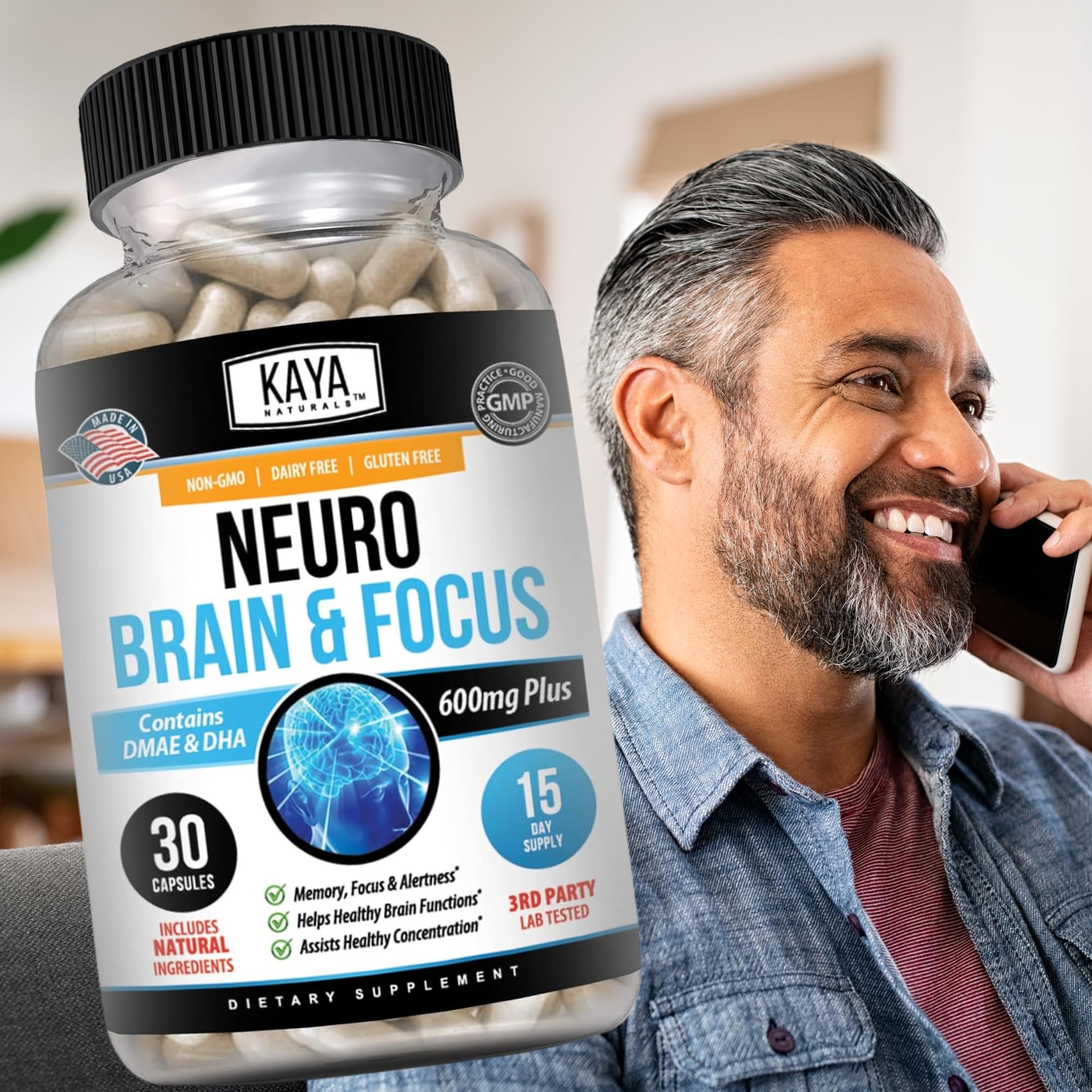 Kaya Naturals Neuro Brain studies desk setup for task-focused use