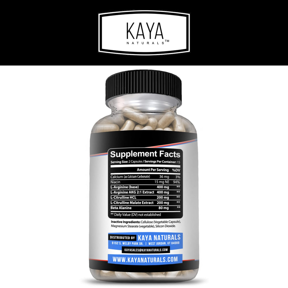 Label detail of Kaya Naturals Nitric Blast with USA manufacturing emphasis