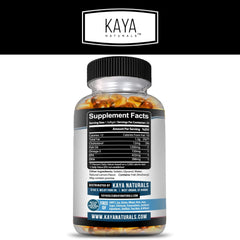 Kaya Naturals Omega-3 softgel pour illustrates easy daily intake for overall wellness