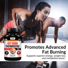 Kaya Naturals Oxy Burn capsules poured for easy daily dosing.