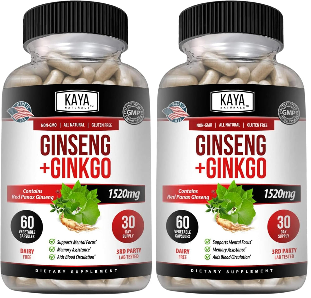 Kaya Naturals Red Panax Ginseng bottle front may support daily focus and mental clarity.