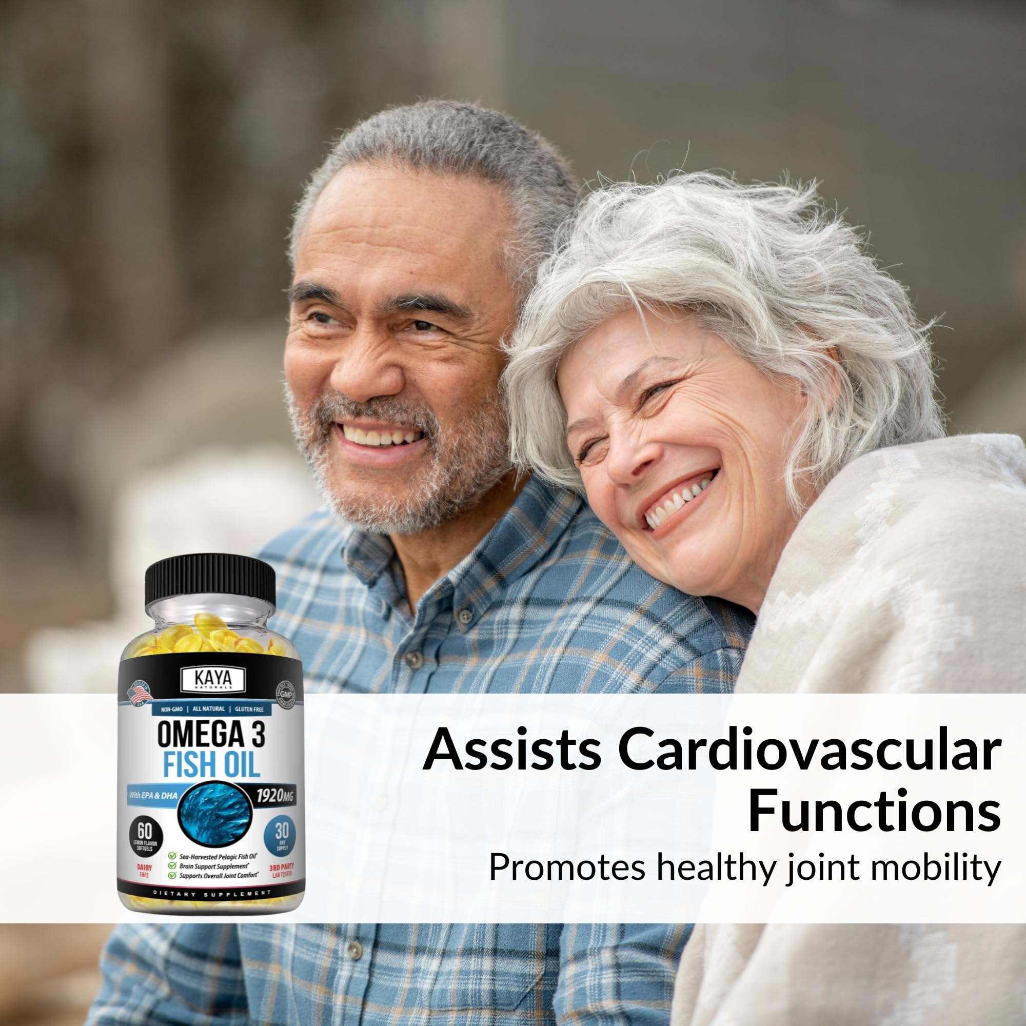 Kaya Naturals sea-harvested fish oil label emphasizing molecular distillation purification.