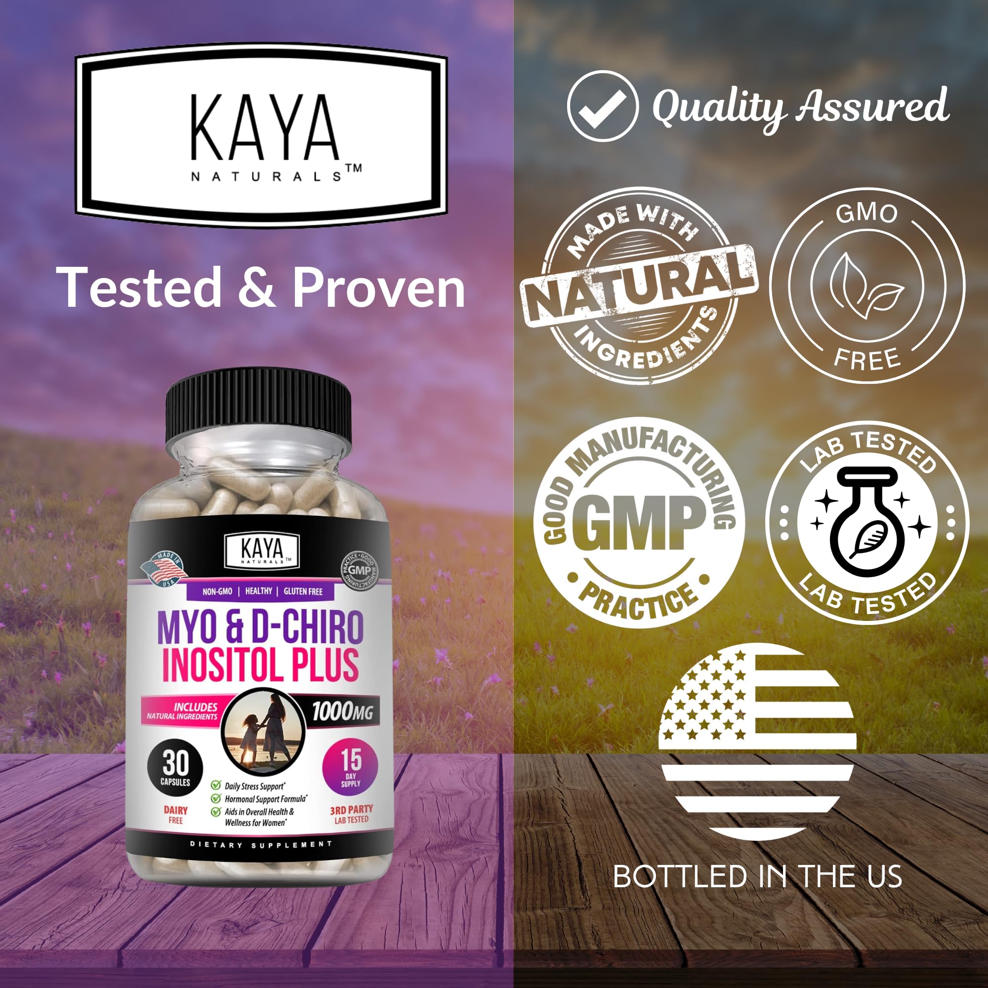 Kaya Naturals third-party tested seal ensures purity for safe use.