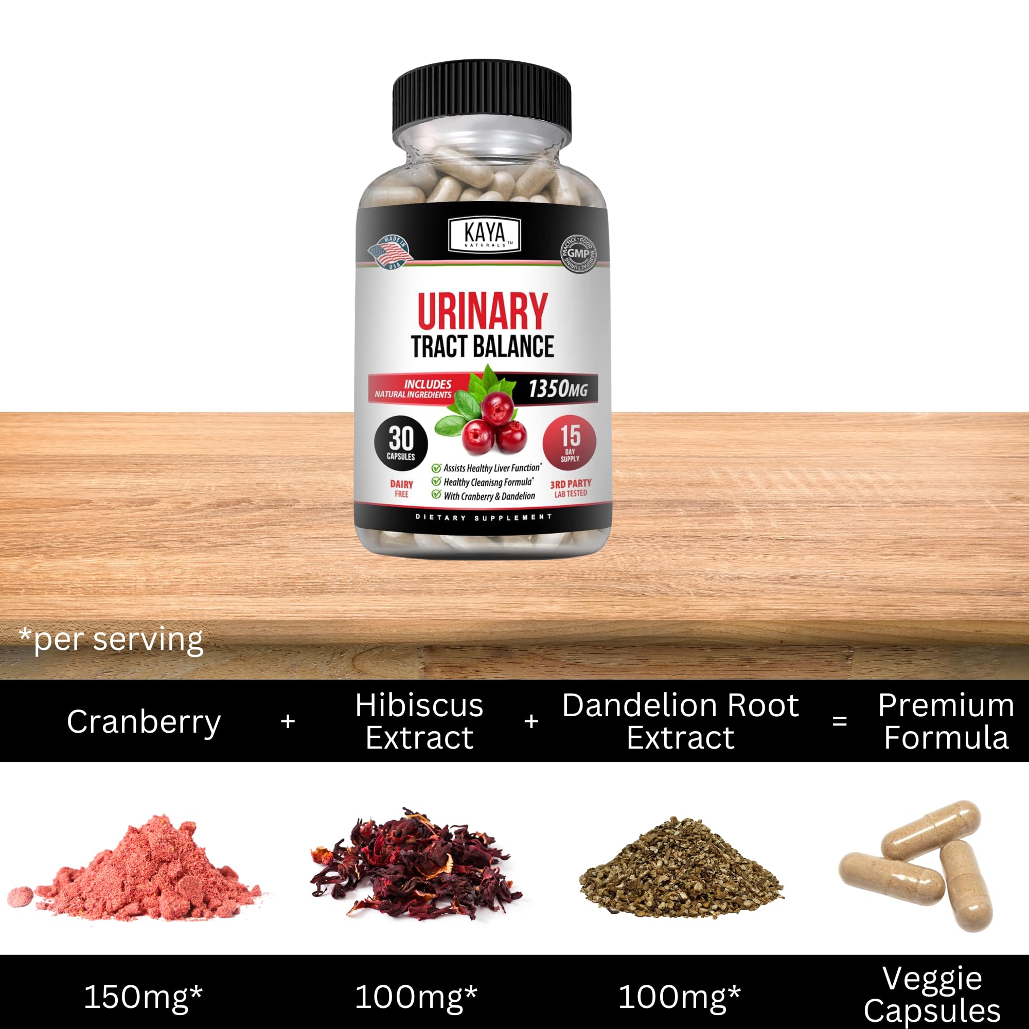 Kaya Naturals Veggie capsules pack emphasizes gluten-free, non-GMO daily convenience.