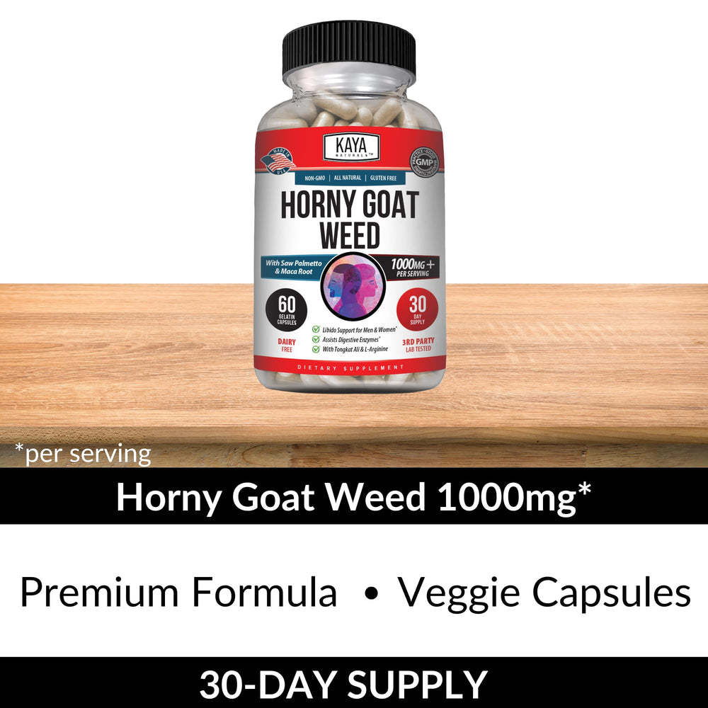Kaya Naturals arginine-enhanced capsules support routine vitality and wellness.