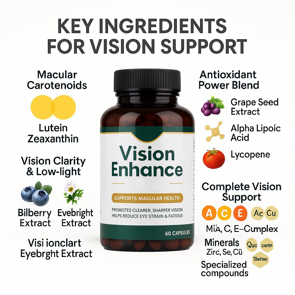 KBSBUBB Vision Enhance Pro ingredients chart shows carotenoids and vitamins