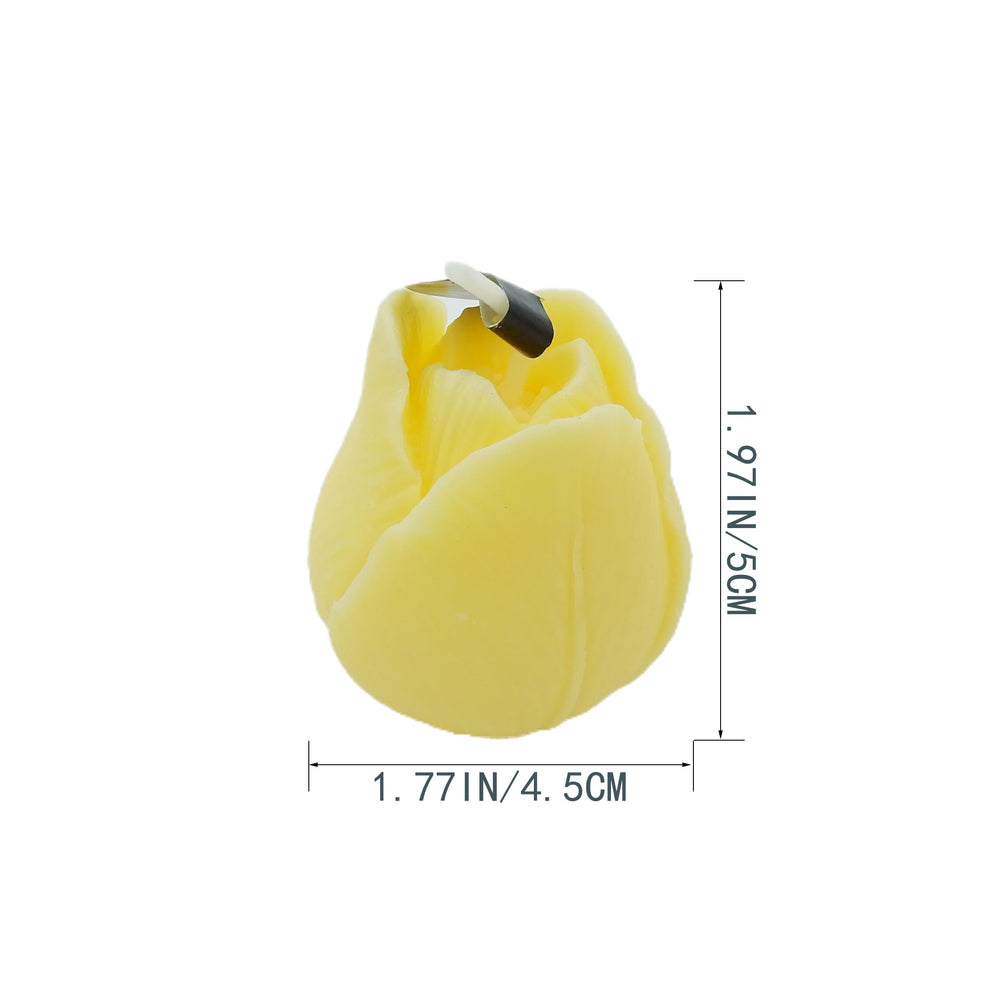 KCVC tulip candle yellow on tray sparks cheerful mood.