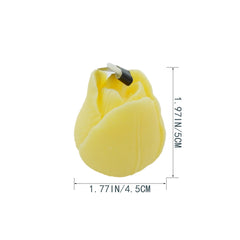 KCVC tulip candle yellow on tray sparks cheerful mood.