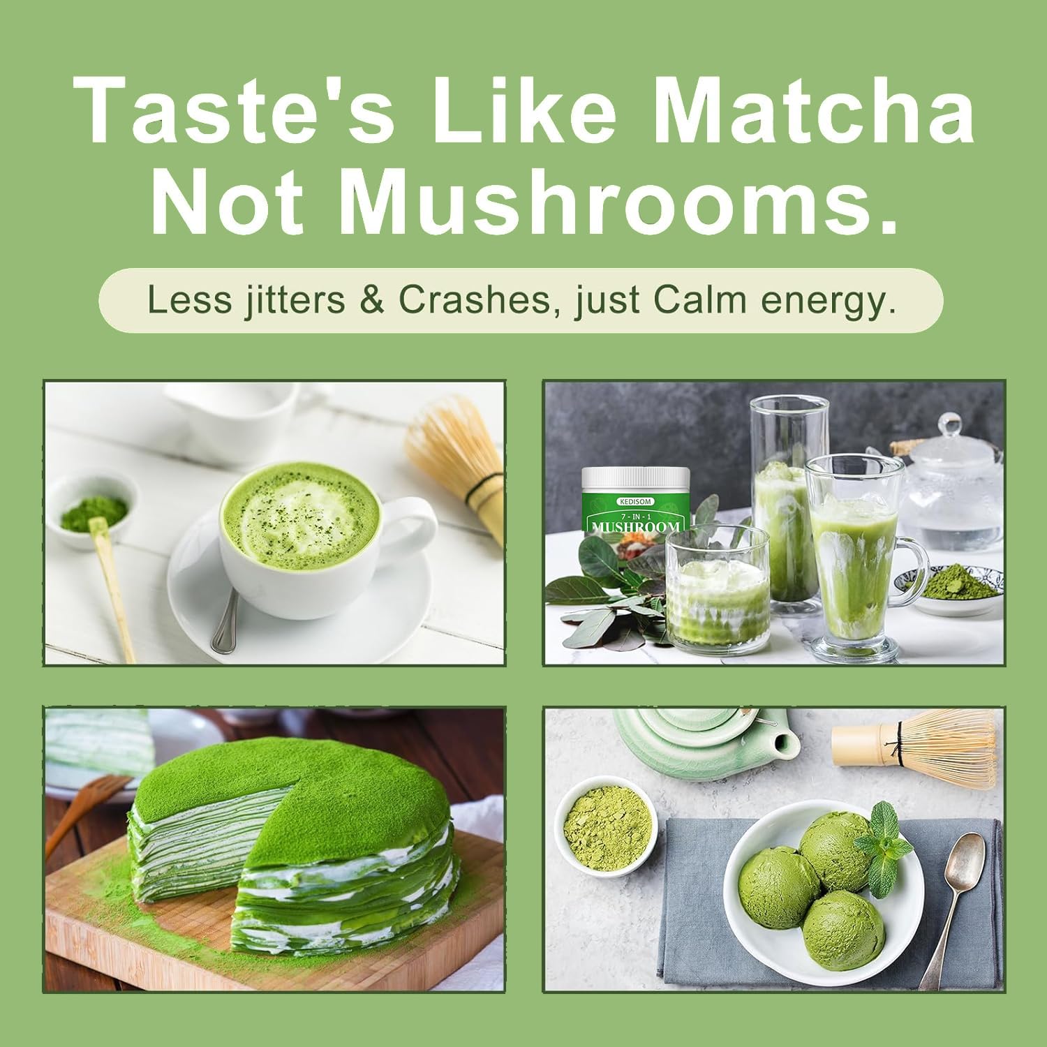 KEDISOM Baking idea: mushroom matcha powder adds flavor to a cake recipe.