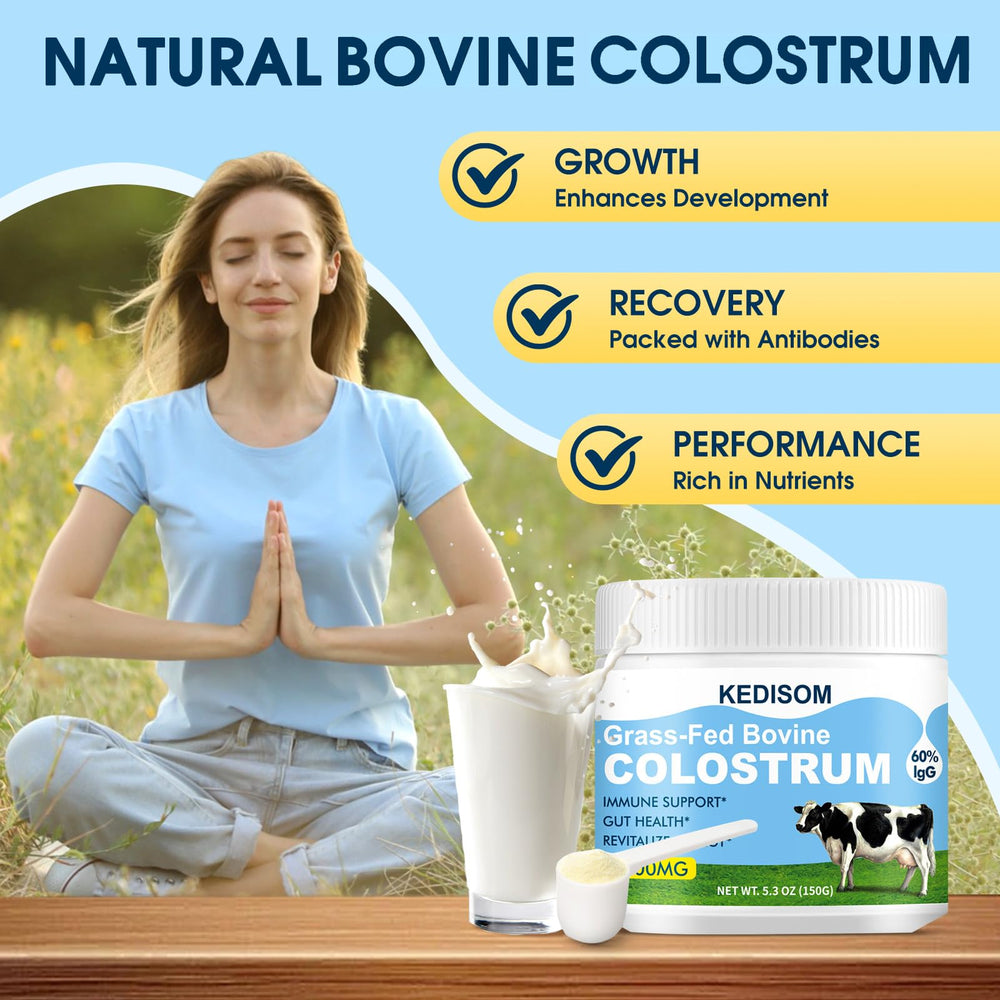 KEDISOM IgG-rich colostrum label emphasizes high IgG content