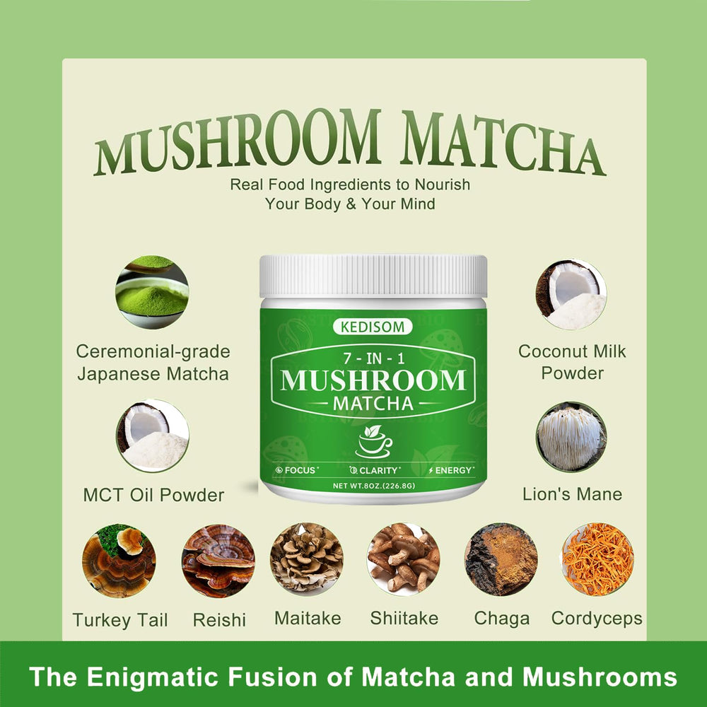 KEDISOM Matcha powder scoop highlights creamy coconut-milk flavor in the mix.