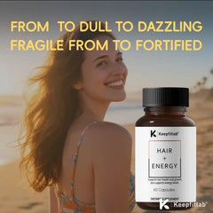Keepfitlab capsules close-up highlights collagen and biotin for hair health.