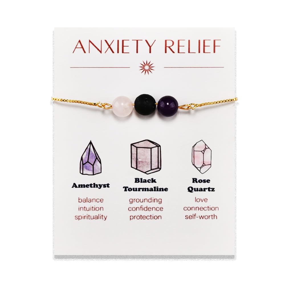 Kefley Anxiety Relief Bracelet with amethyst beads for calm focus and mindful moments.