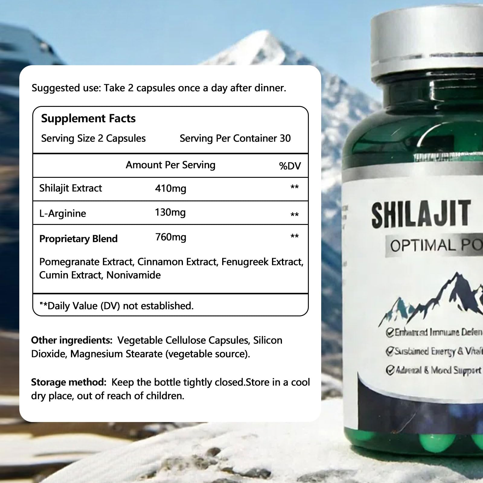 KEGECOL Shilajit capsules on a tray, easy daily intake after dinner