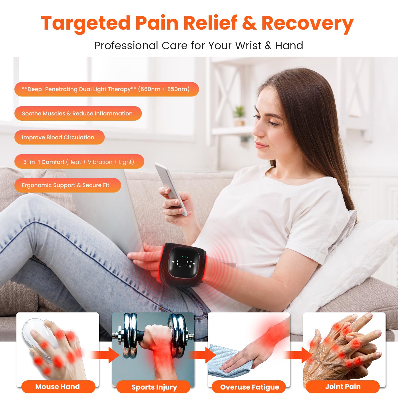 Keneo 36 LEDs array highlights targeted light coverage for wrist comfort.