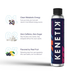 Kenetik Ketone Drink Pineapple Passionfruit served in a glass with ice for clarity