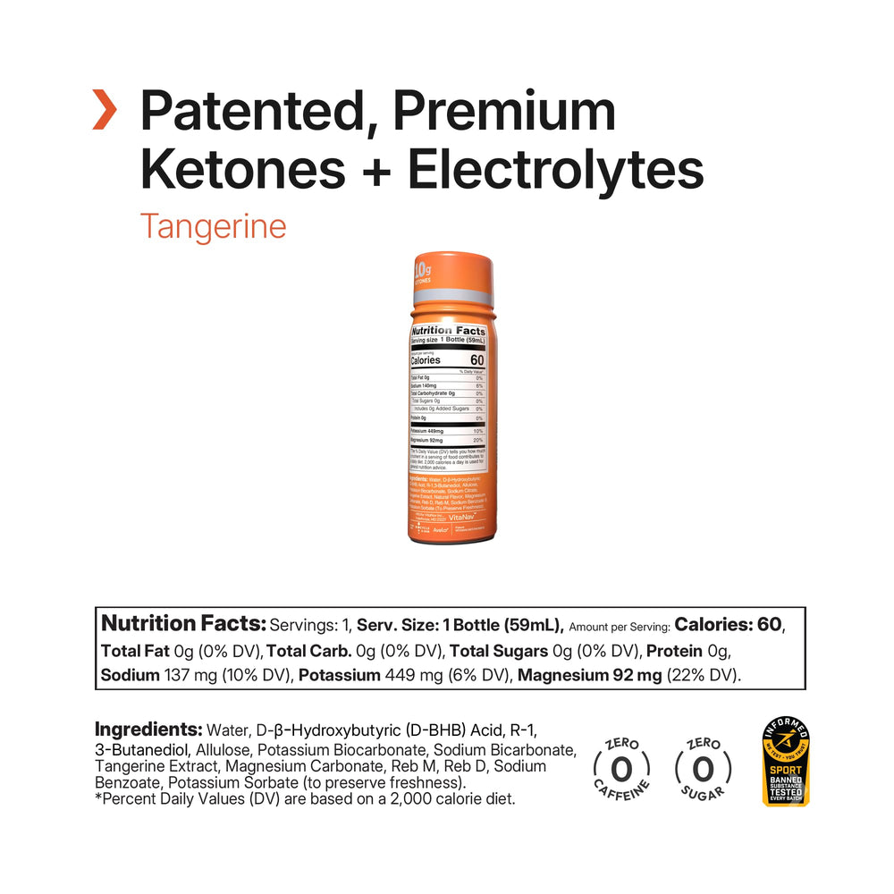 Kenetik label detail highlights 10g ketones and essential electrolytes.