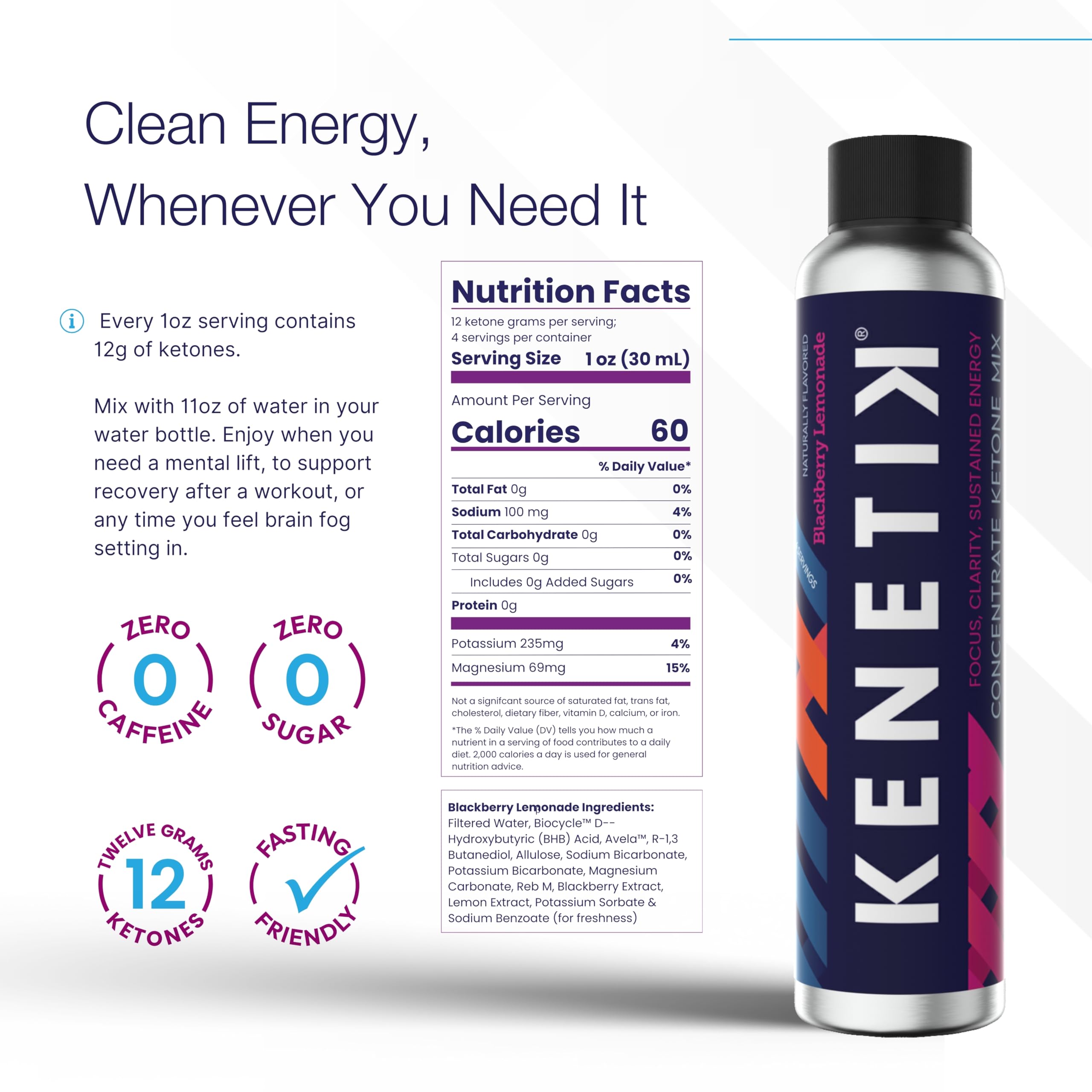 Kenetik variety flavors pack showcasing vegan, caffeine-free energy options