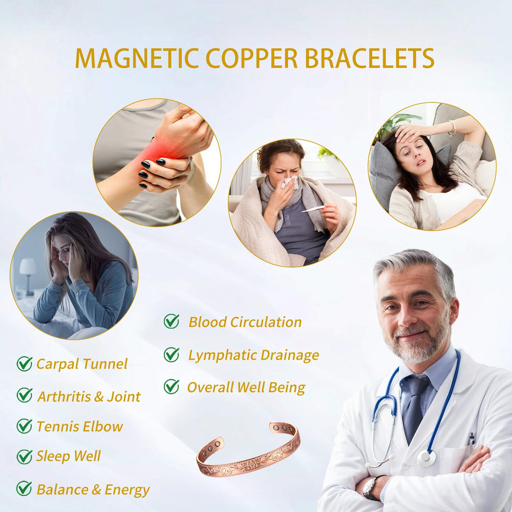 KENLANO copper bracelet 3500gauss magnets shown for everyday support