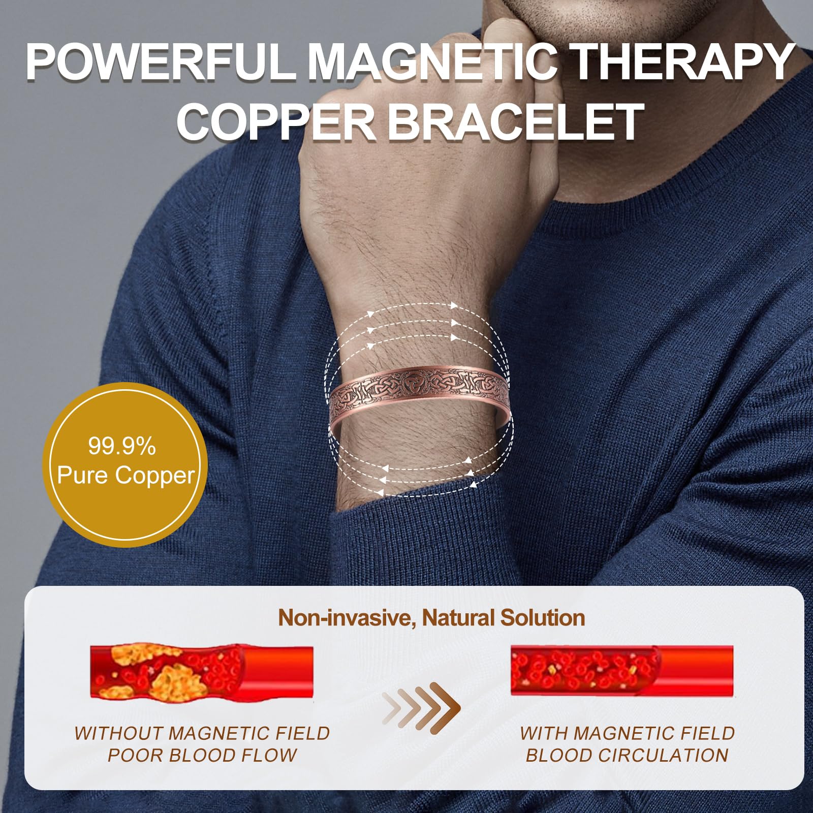 KENLANO copper bracelet gift box conveys premium presentation for gifting.
