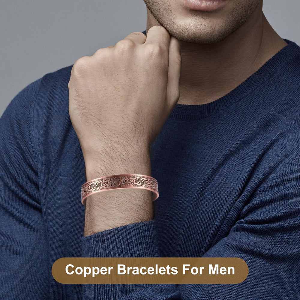 KENLANO copper bracelet 99.9% copper hypoallergenic material suits sensitive skin.