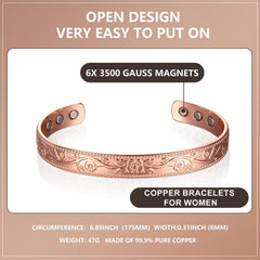 KENLANO copper bracelet open-end adjustable for a custom, comfortable fit