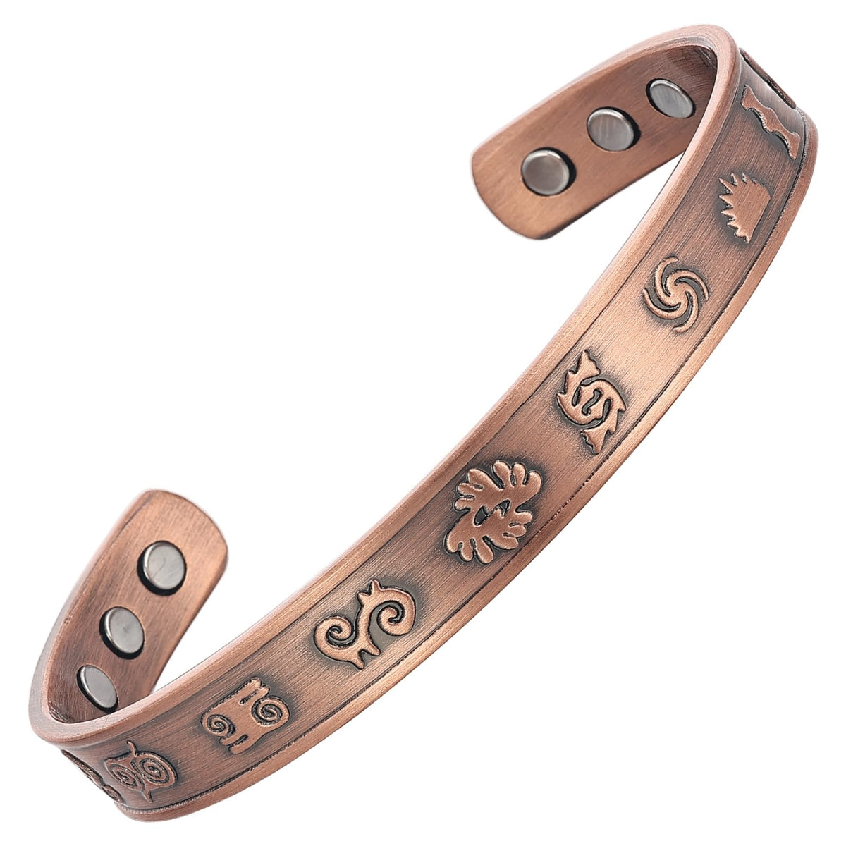 KENLANO copper bracelet for women with six magnets, front view showing magnetic coverage