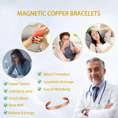 KENLANO open-end adjustable copper bracelet, side view highlighting easy fit