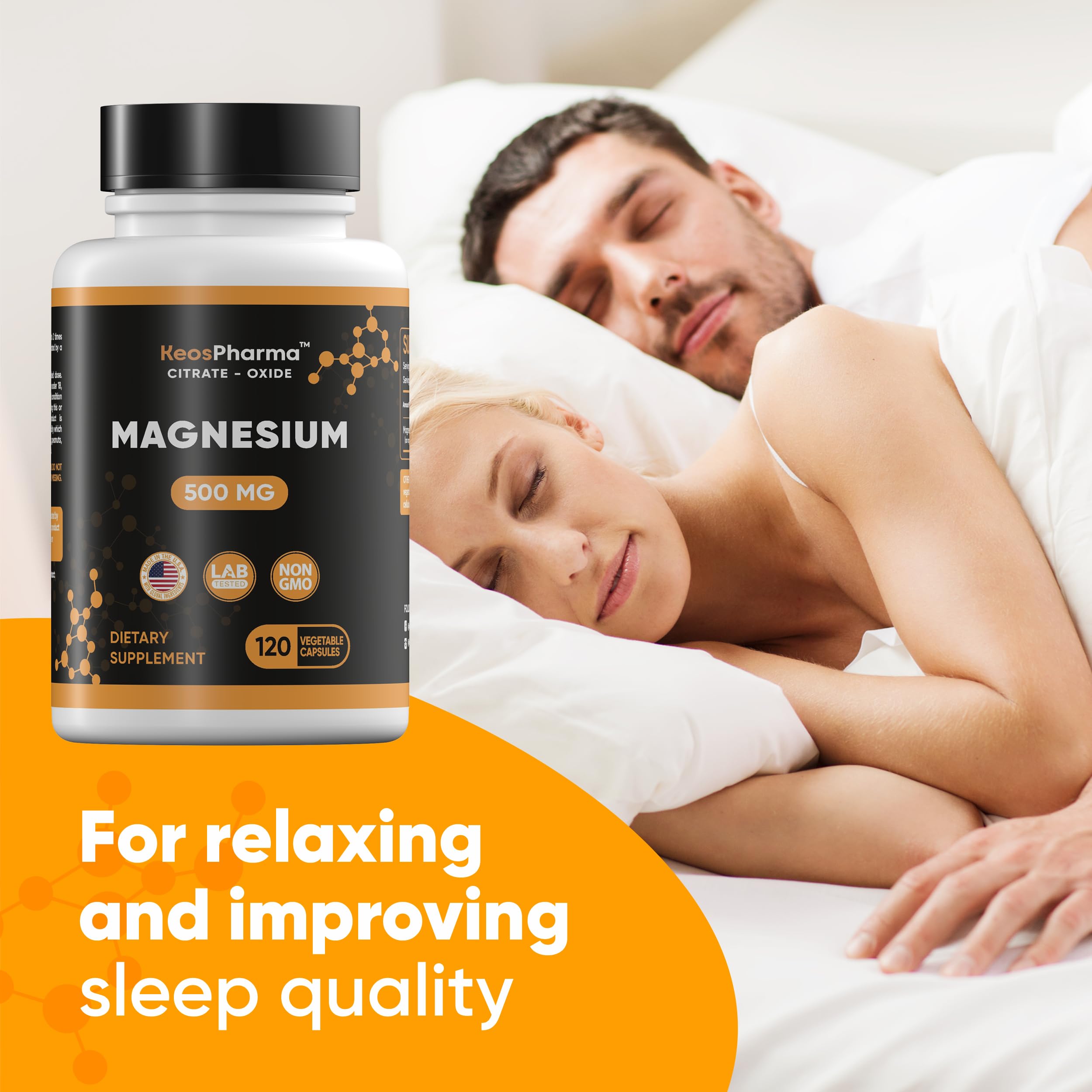 KeosPharma Magnesium Citrate bottle on table signals a four-month supply.