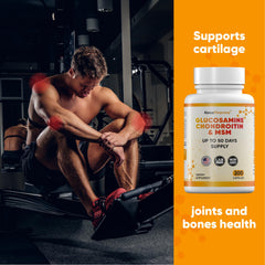 KeosPharma MSM Glucosamine Chondroitin capsules pour on a tray.