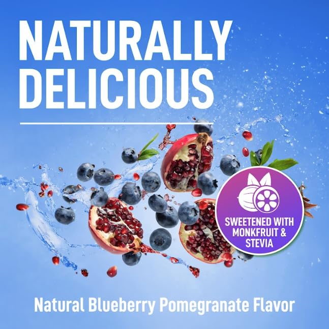 Prepared Keppi Electrolytes glass with blueberry-pomegranate hint for post-workout refreshment.