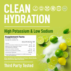 Keppi Electrolytes Lemon Lime powder in a glass with ice.