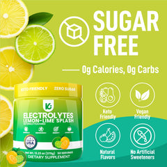 Keppi Electrolytes Lemon Lime powder measuring scoop for precise serving.