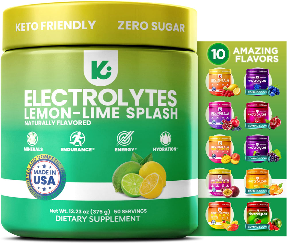 Keppi Electrolytes Lemon Lime powder tub for daily hydration.