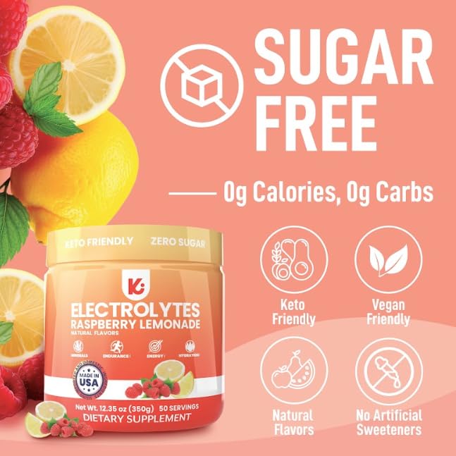 Keppi Electrolytes Raspberry Lemonade label highlights clean ingredients